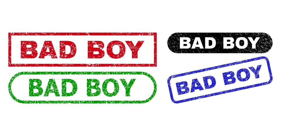 BAD BOY Rectangle Stamps Using Rubber Surface Stock Illustration