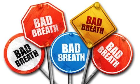 Bad breath, 3D rendering, street signs Stock-Illustration