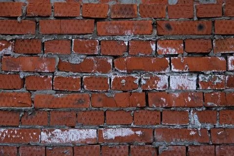Bad brick wall clumsy workers made a wall 스톡 사진