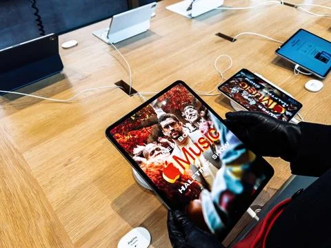 Bad Bunny Halftime on iPad Pro Apple Store Stock Photos