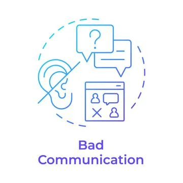 Bad communication blue gradient concept icon Stock Illustration