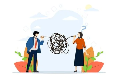 Bad communication concept, misunderstandings create confusion at work. Stock Illustration