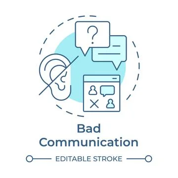 Bad communication soft blue concept icon Stock Illustration