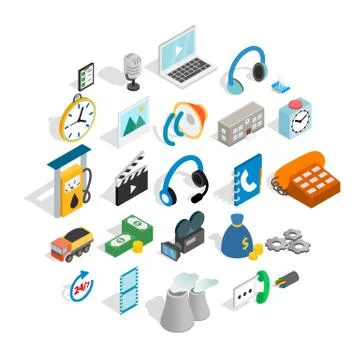 Bad connection icons set, isometric style Stock Illustration