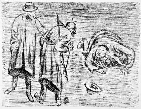 Bad conscience 1. Ernst Barlach (Germany, 1870-1938). Germany, 1919. Prints.. Stock Illustration