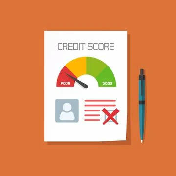 Bad credit score document with not approved stamp vector concept Stock Illustration