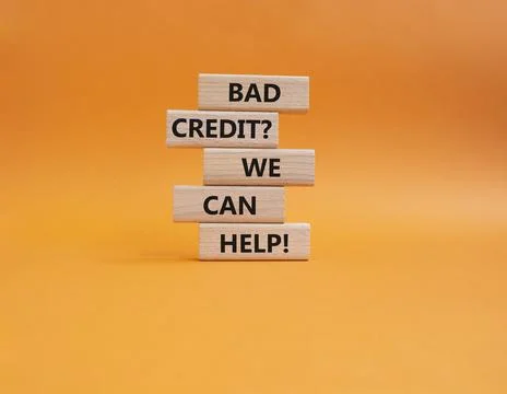 Bad credit We can Help symbol. Wooden blocks with words Bad credit We can Hel Stock Photos
