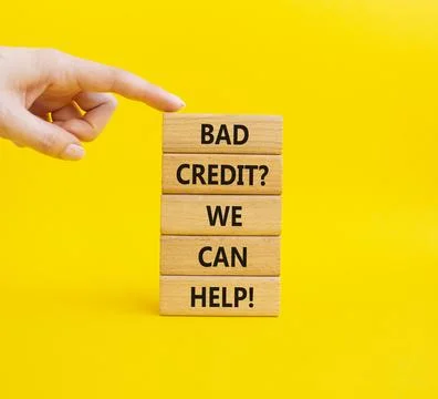 Bad credit We can Help symbol. Wooden blocks with words Bad credit We can H.. Stock Photos