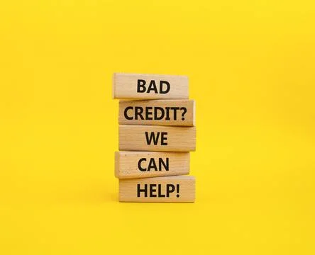 Bad credit We can Help symbol. Wooden blocks with words Bad credit We can H.. Stock Photos