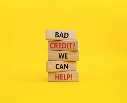 Bad credit We can Help symbol. Wooden blocks with words Bad credit We can H.. Stock Photos