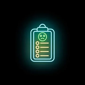 Bad customer review survey feedback glowing icon Stock Illustration