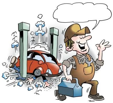 A bad dangerous lift collapse Stock Illustration