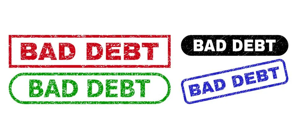 BAD DEBT Rectangle Seals Using Scratched Texture Stock-Illustration