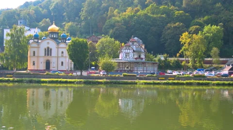 Bad EMS, Germany a beautiful town in Sunny weather Видео 68022833