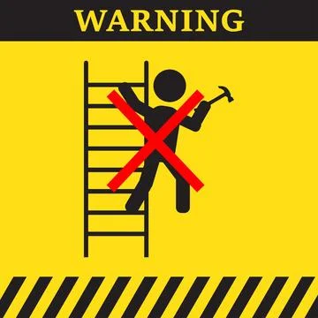 Bad example of ladder use Stock Illustration