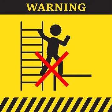 Bad example of ladder use Stock Illustration