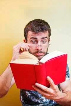 Bad eyesight for a young man Stock Photos