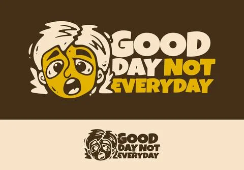 Bad face expression in retro yellow brown colors, illustration Stock Illustration