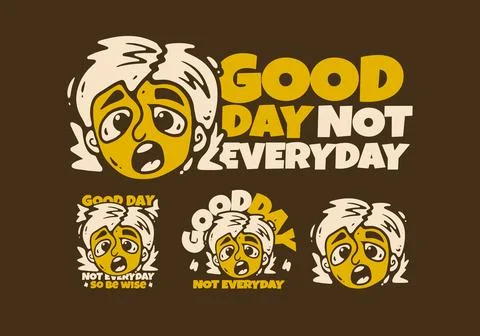 Bad face expression in retro yellow brown colors, illustration Stock Illustration