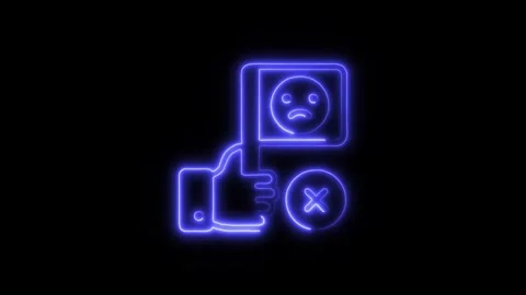 Bad Feedback Outline Icon in HD Video Neon Animation 動画素材 304552203