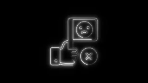 Bad Feedback Outline Icon in HD Video Neon Animation Stock Footage 304552204