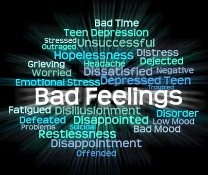 Bad Feeling Indicates Hatred Rancor And Wordcloud Stockillustratie