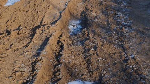 Bad field road, muddy. The first frost. Stock Footage 120703149