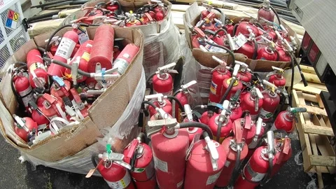 Bad fire extinguishers Stock Footage 154327130