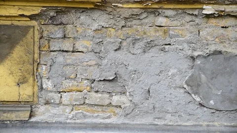 Bad foundation base on old house or building Stock Footage 106400899