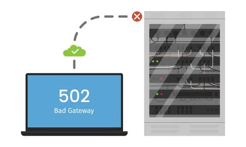 Bad Gateway 502 Error - Server Connection Failure Vector Stock Illustration