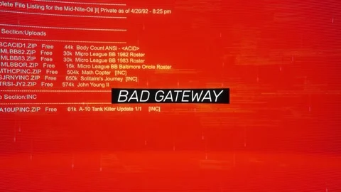 Bad Gateway on warning hack background screen Stock Footage 339751275