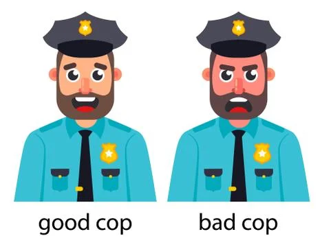 Bad good cop on a white background Stock Illustration
