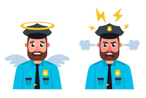 Bad good cop on a white background. Stock Illustration