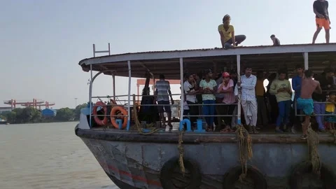 Bad guys are jumping from the head of the launch in the Ganges Stock Footage 182061297