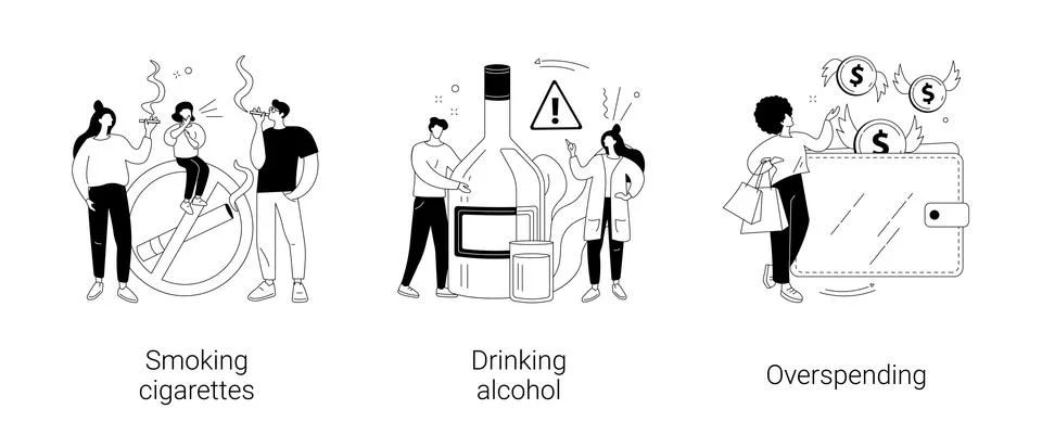 Bad habits abstract concept vector illustrations. Stock Illustration