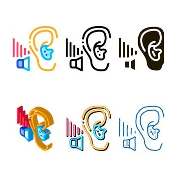 Bad hearing icon vector outline stylized Illustrazione stock