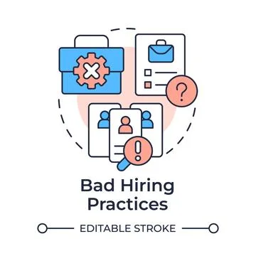 Bad hiring practices multi color concept icon Stock Illustration