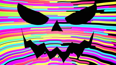 Bad jack pumpkin with holographic surface 3D halloween animation Stock Footage 212470443