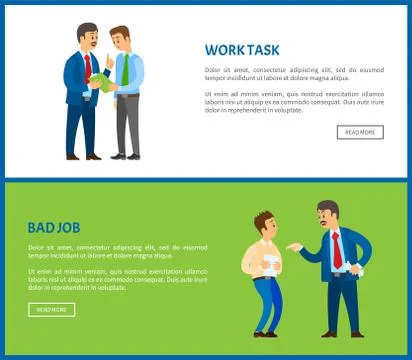 Bad Job, Work Task Vector Poster, Unsatisfied Boss イラスト素材