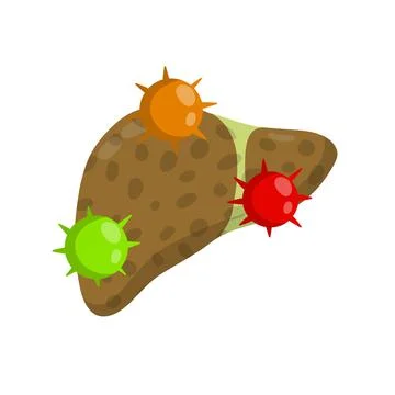 Bad liver. Attack germs and cirrhosis of the liver. Health problem Stock Illustration