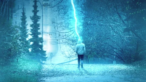 Bad Luck Man Hit By Lightning And Catches Fire Stock Footage 344612435