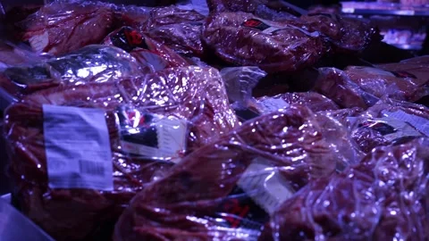 Bad meat in the supermarket Stock Footage 258870015