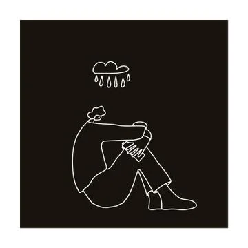 Bad mood concept. Psychological issues. Young persons sitting on the floor wi Stock Illustration