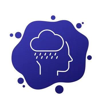Bad mood icon with rain cloud, line vector Stock Illustration
