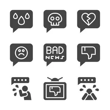 Bad news solid icon set イラスト素材