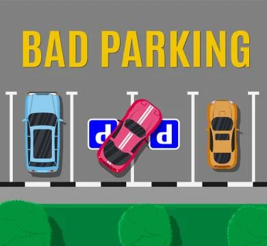 Bad or wrong car parking. Stock Illustration
