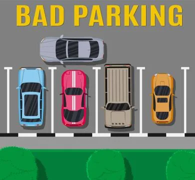 Bad or wrong car parking. Ilustración de archivo