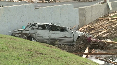 Bad Parking Place - Tornado Damage Stock Footage 54710616