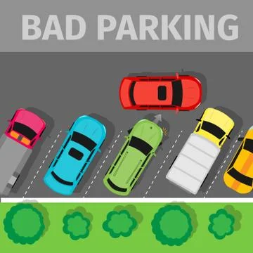 Bad Parking Top View Stock Illustration
