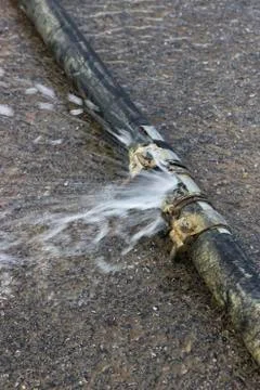 Bad pipe connection, pipe leak Stock Photos